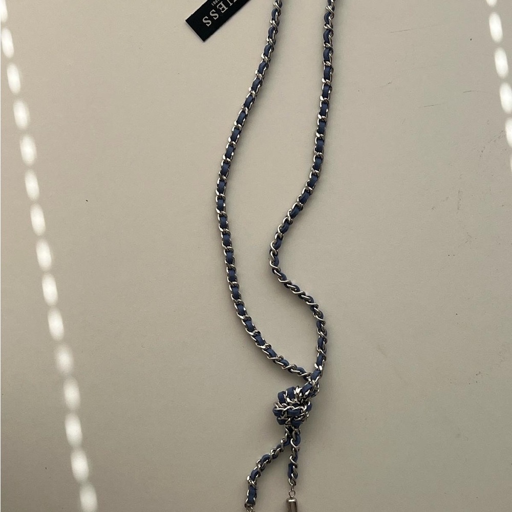 G by Guess Blue and Silver Lariat Necklace
